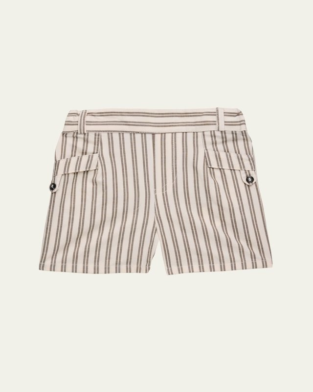 Boy's Layette Striped Cotton Shorts, Size Newborn-4